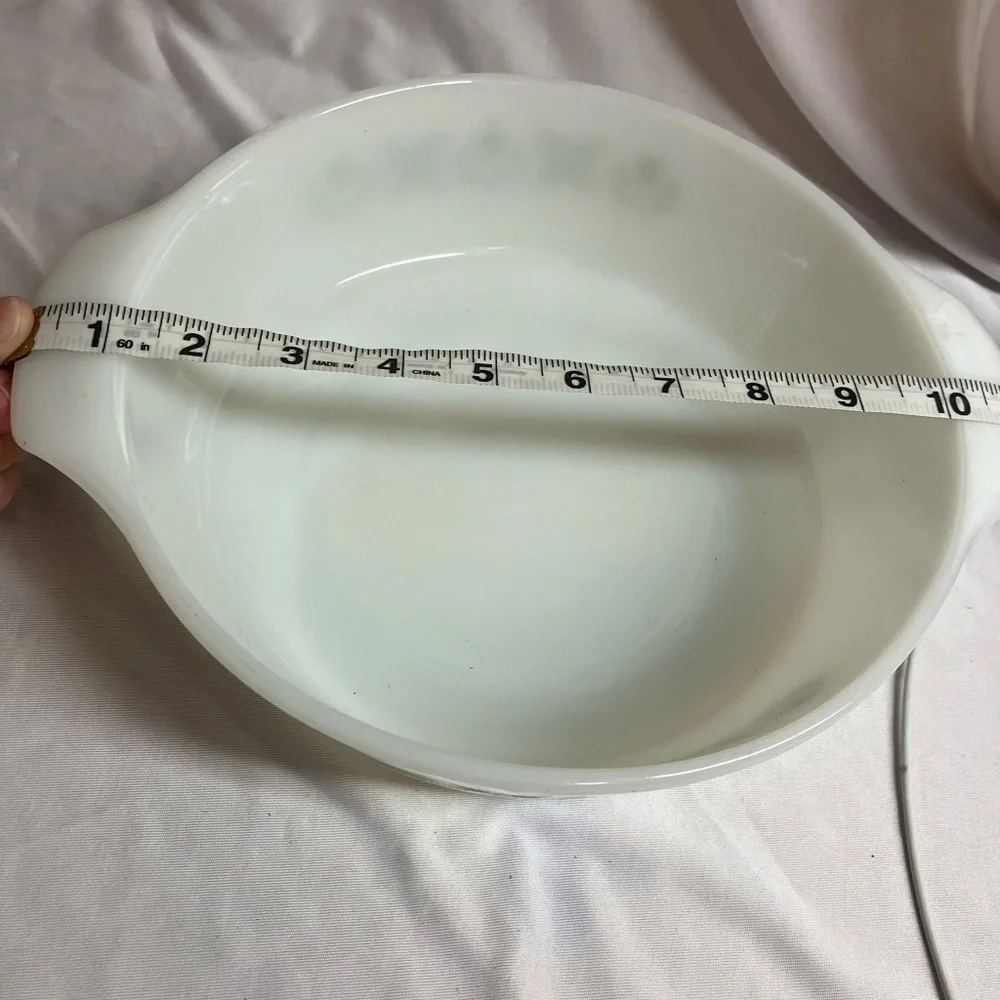 Anchor Hocking Fire King White and Green Bakeware Dish
